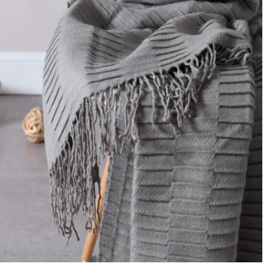 Plain Knitted Wool Blanket - WanderMart Co.