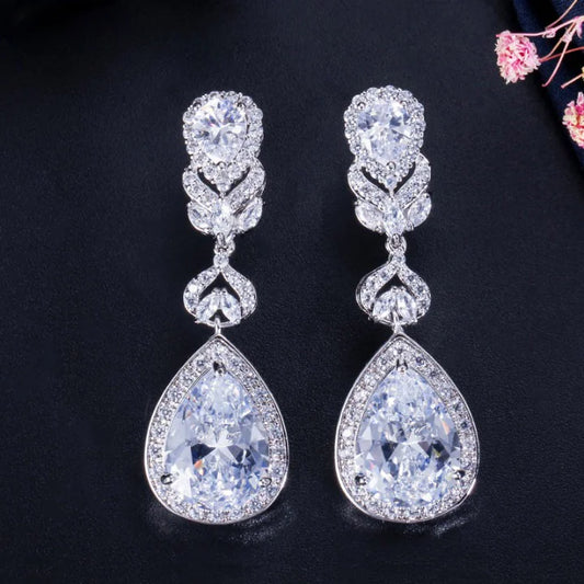 Crystal Bridal Long Earrings - WanderMart Co.