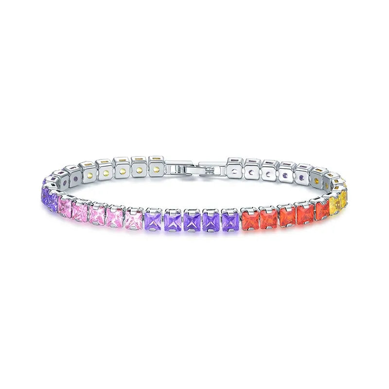 Clear Square Cubic Zirconia Tennis Bracelet - WanderMart Co.