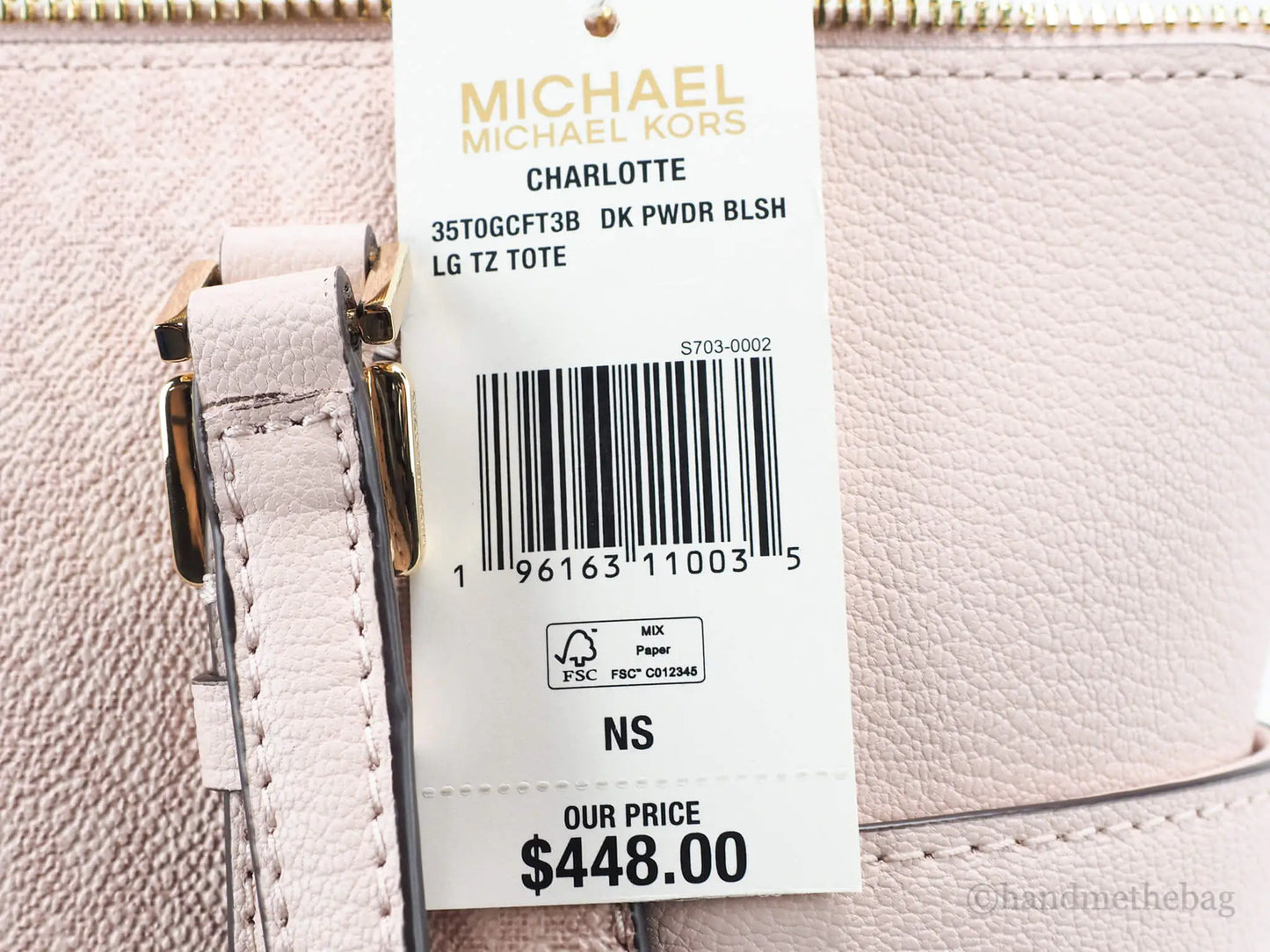 Michael Kors Charlotte Large Dark Powder Blush Signature PVC Top Zip Tote Handbag - WanderMart Co.