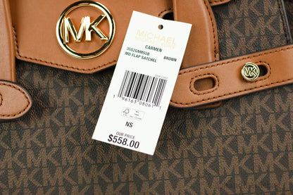 Michael Kors Carmen Medium Brown PVC Satchel - WanderMart Co.