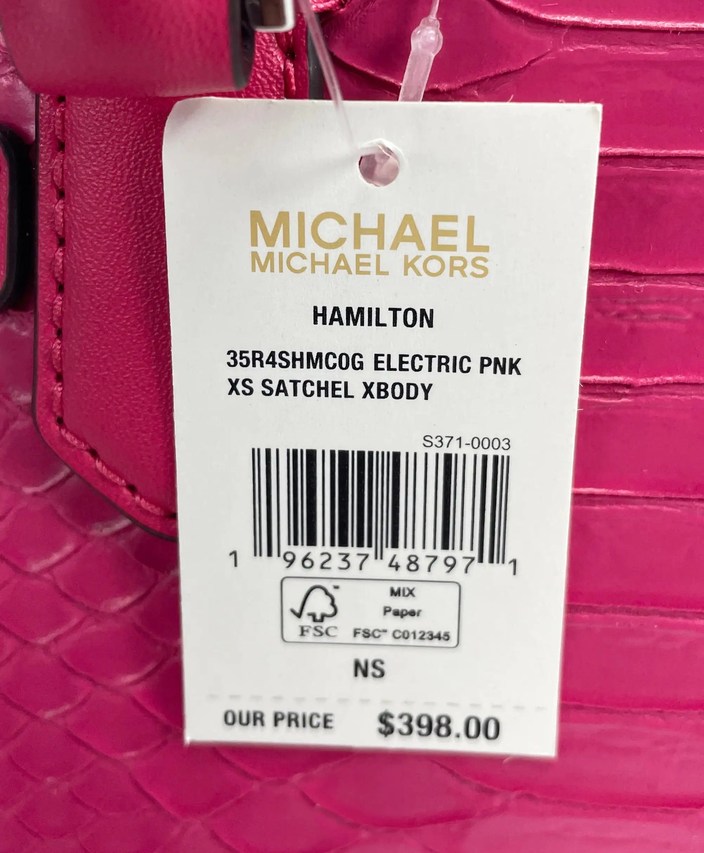 Michael Kors Hamilton XS Pink Snake Satchel Crossbody - WanderMart Co.