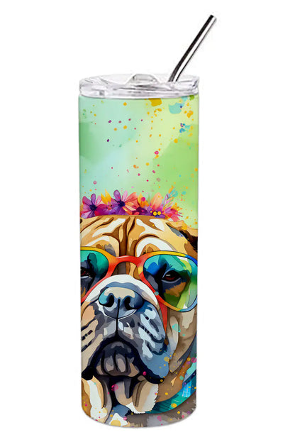 Bullmastiff Hippie Dawg Stainless Steel Skinny Tumbler - WanderMart Co.