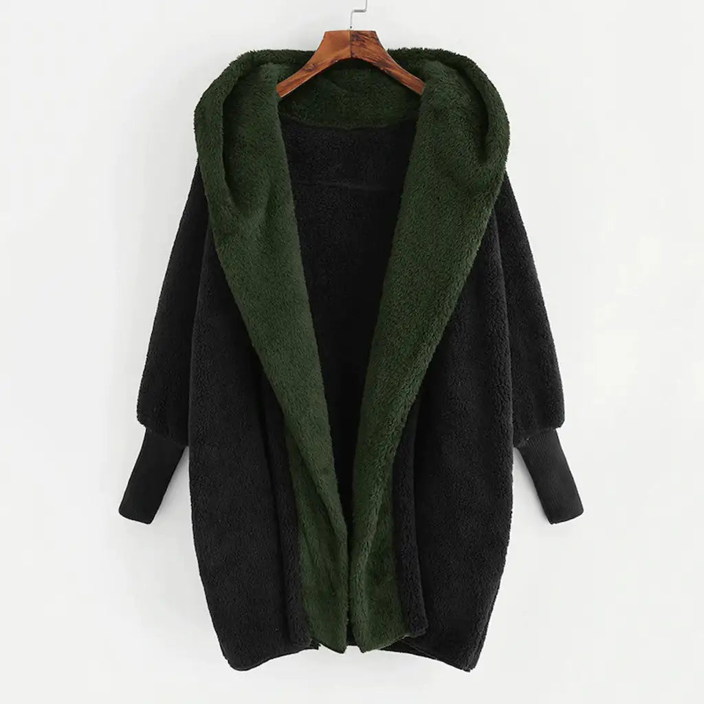 Double-Sided Velvet Hooded Loose Cardigan Coat - WanderMart Co.