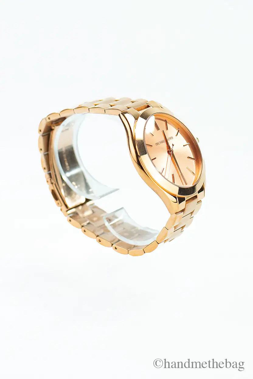 Michael Kors (MK3197) Slim Runway Mono Rose Gold-Toned Stainless Steel Watch - WanderMart Co.