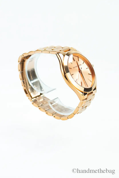 Michael Kors (MK3197) Slim Runway Mono Rose Gold-Toned Stainless Steel Watch - WanderMart Co.