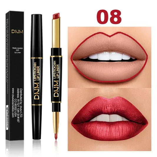 Double Ended Matte Lipstick Long Lasting Wateproof Lipsticks Brand Lip Makeup Cosmetics Dark Red Lips Liner Pencil Beauty - WanderMart Co.