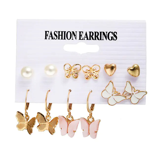 Gold Sequin Drop Earrings Set - WanderMart Co.