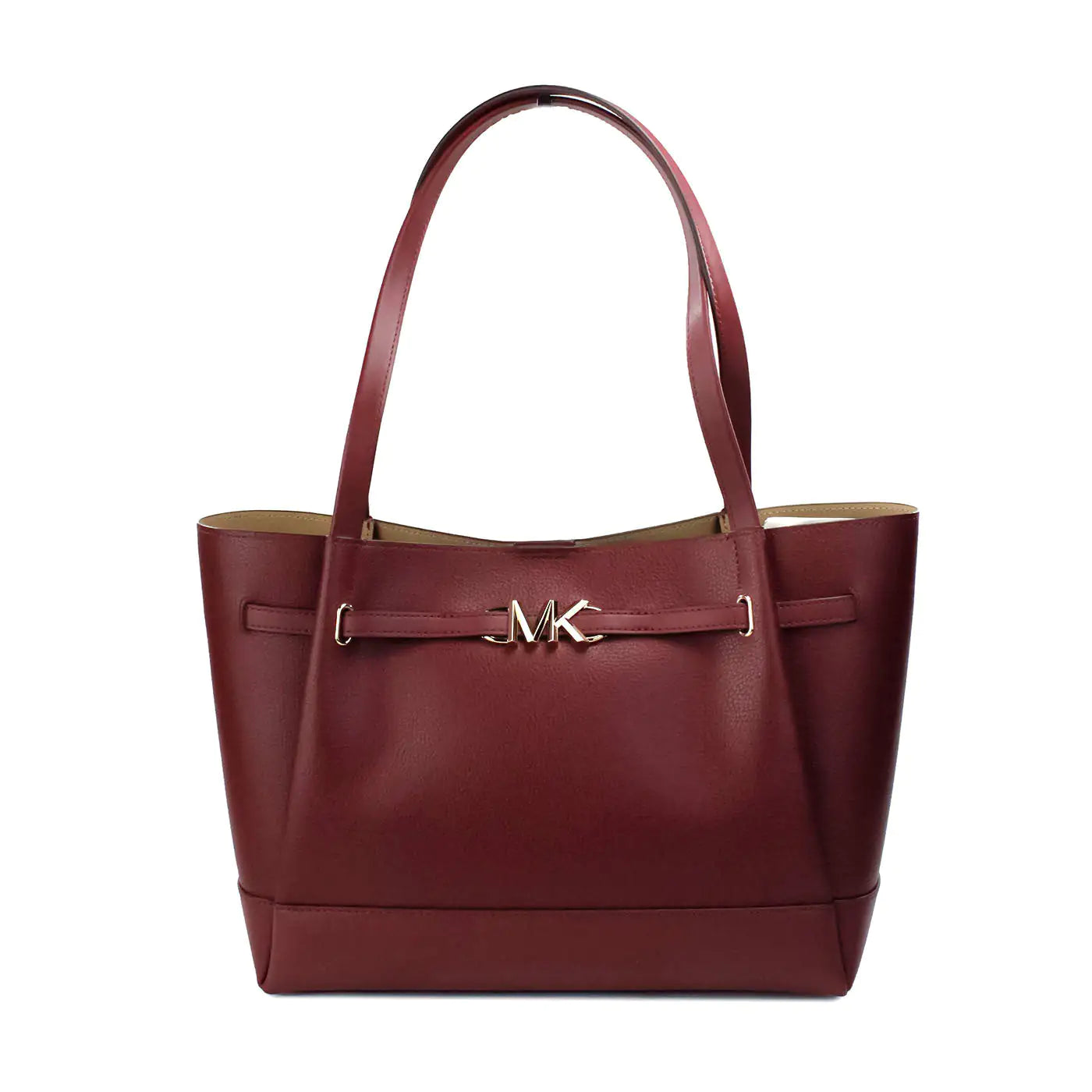 Michael Kors Reed Large Dark Cherry Leather Belted Tote - WanderMart Co.