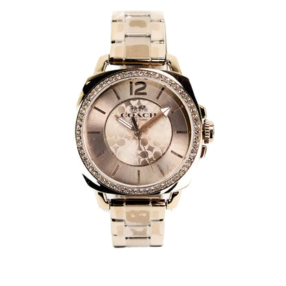 Coach Boyfriend Crystal Bezel Champagne Gold Toned Watch - WanderMart Co.