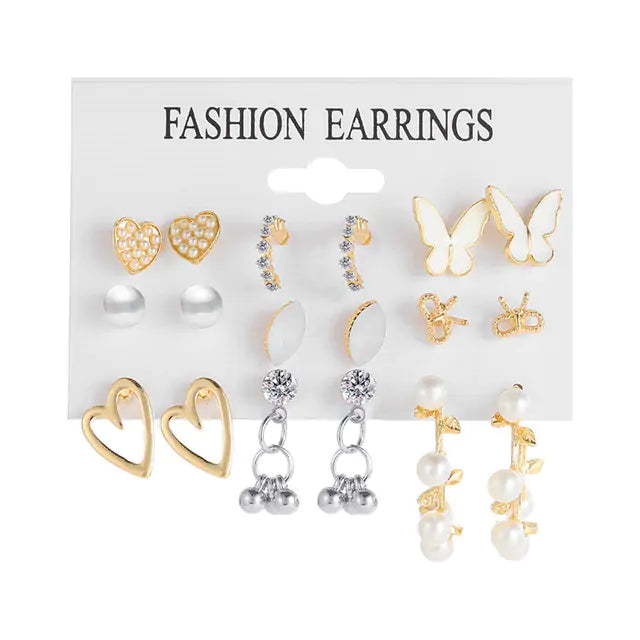 Gold Sequin Drop Earrings Set - WanderMart Co.