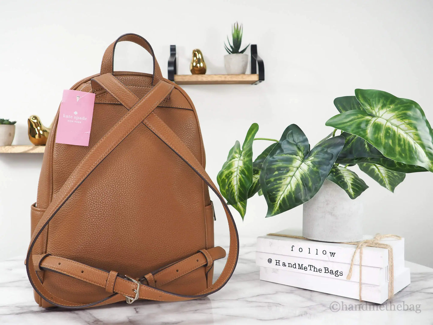 Kate Spade Leila Medium Warm Gingerbread Leather Dome Backpack - WanderMart Co.