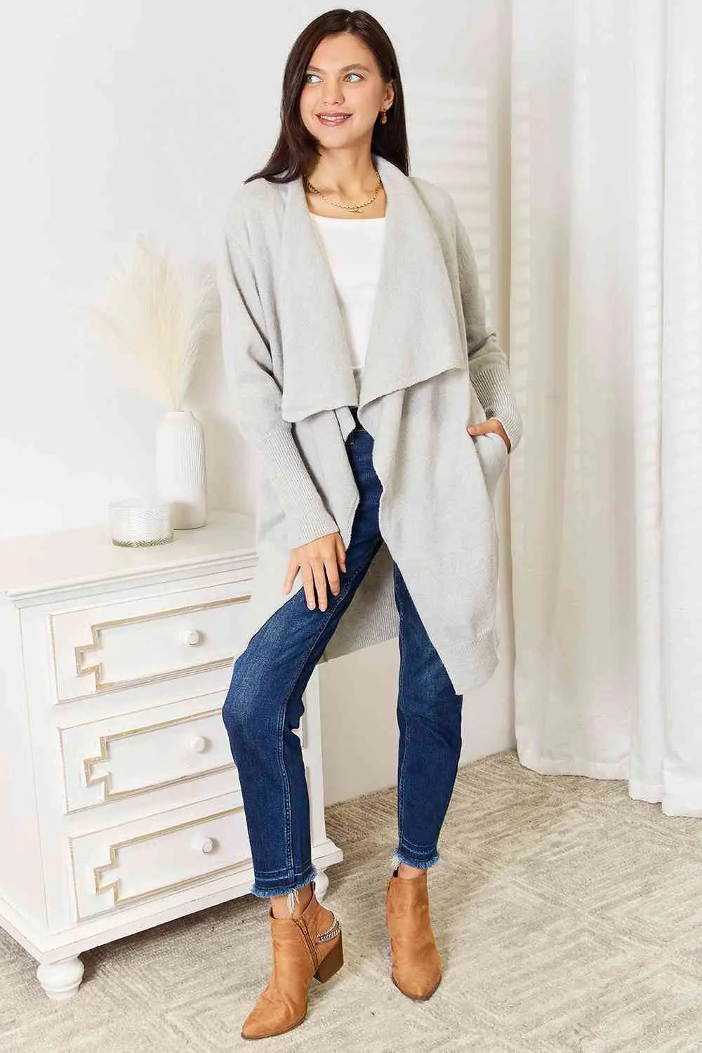 Duster Cardigan with Pockets- - WanderMart Co.