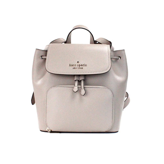 Kate Spade Darcy Medium Warm Taupe Leather Flap Backpack - WanderMart Co.