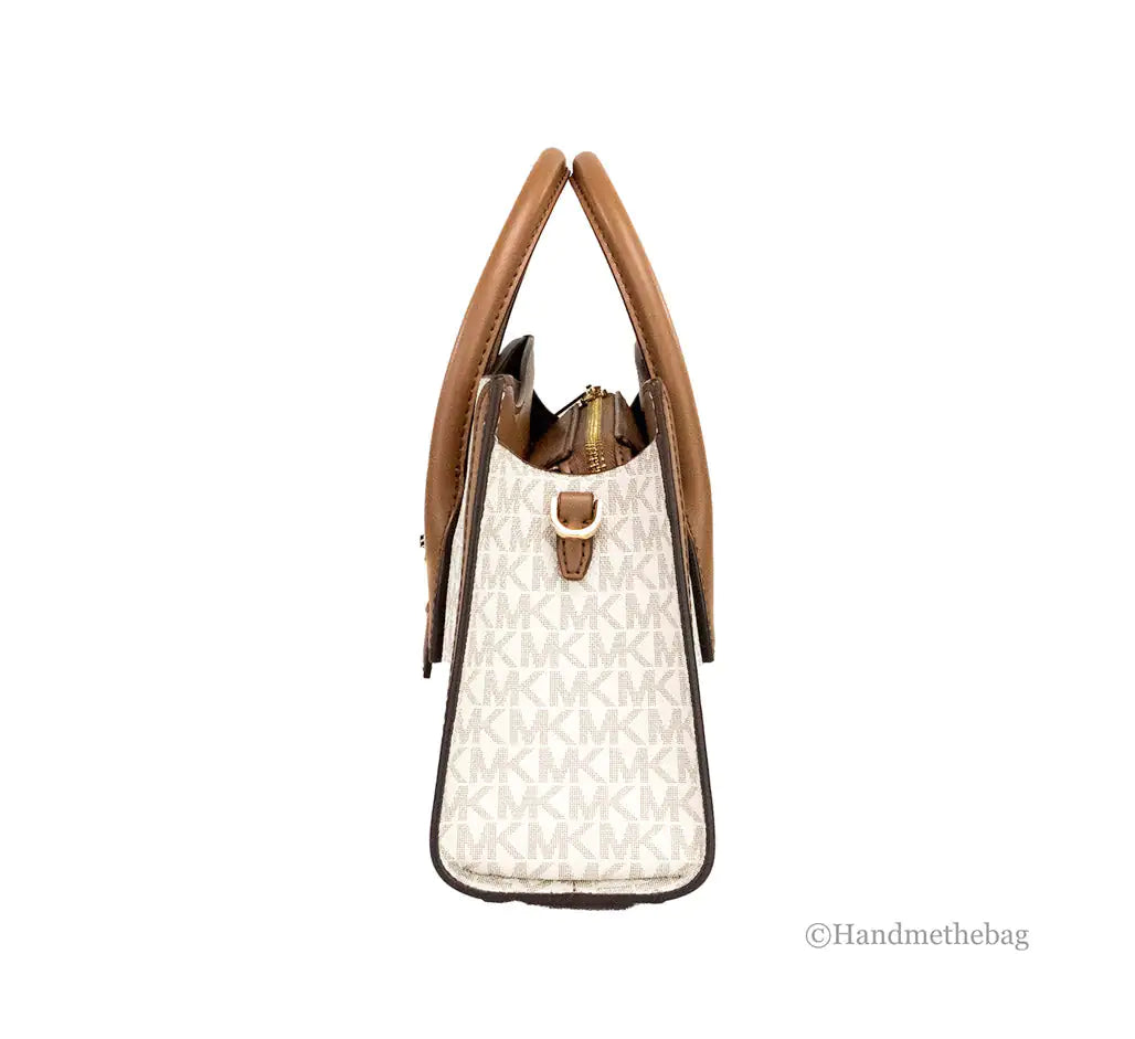 Michael Kors Gabby Small Vanilla Top Zip Curve Satchel - WanderMart Co.