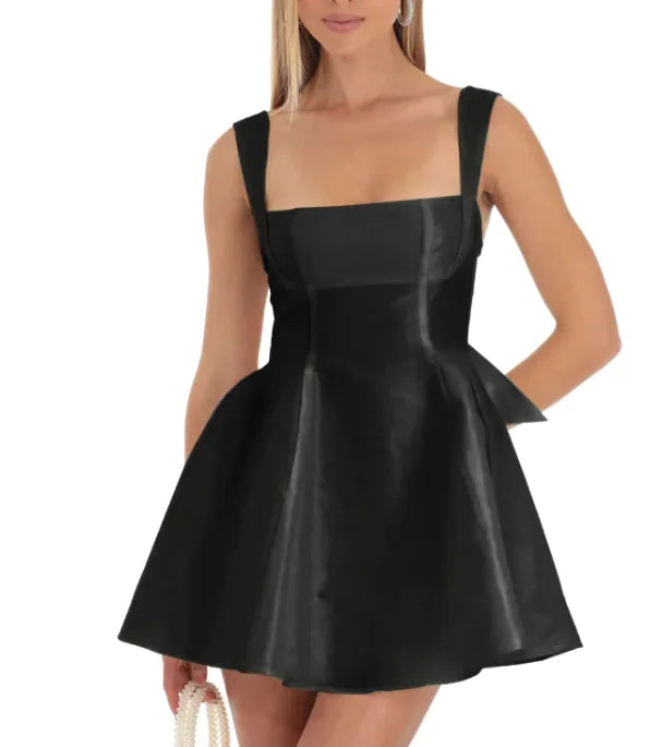 Women's Solid Color Bow Lace-up Dress - WanderMart Co.