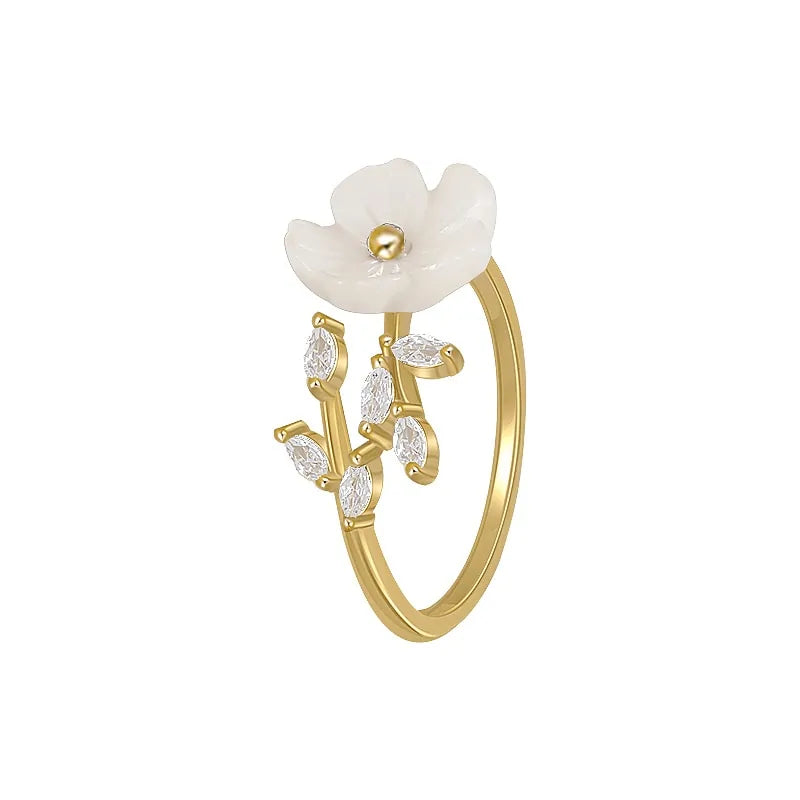 White Shell Flower Opening Rings - WanderMart Co.