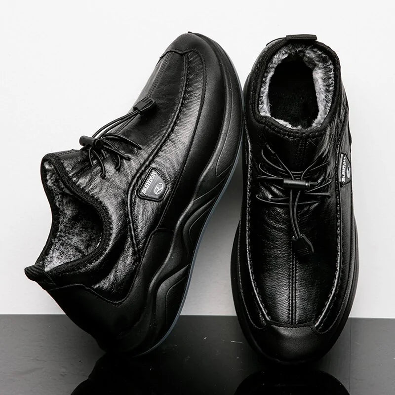 Black Lace-Up Breathable Leather Shoes - WanderMart Co.