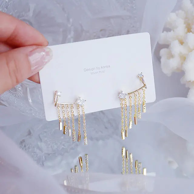 Elegant 14K Gold CZ Stud Earrings - WanderMart Co.