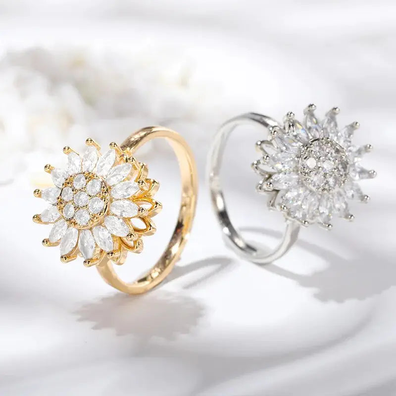 Crystal Sunflower Rings For Women - WanderMart Co.