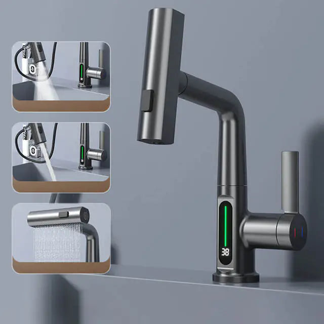 Digital Display Waterfall Basin Faucet - WanderMart Co.