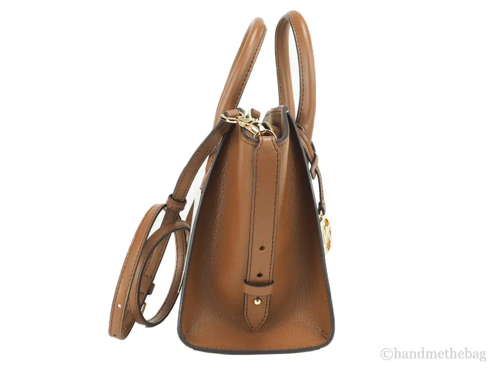 Michael Kors Avril Vanilla Signature PVC Leather Small Zip Satchel Handbag Purse - WanderMart Co.