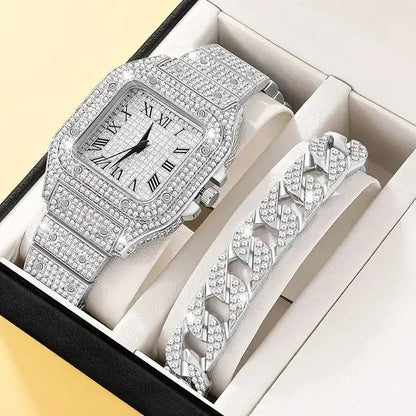 2Pcs Set Diamond Women Watches - WanderMart Co.