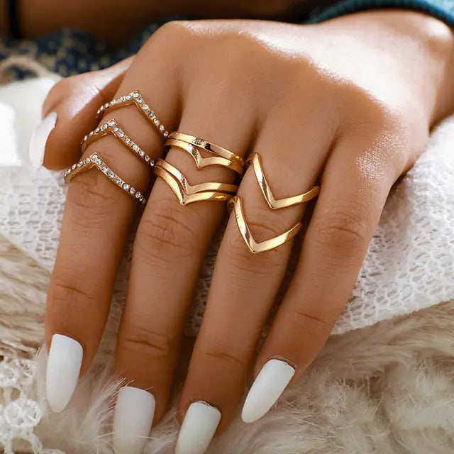 Fashion Boho Crystal Joint Ring Set - WanderMart Co.