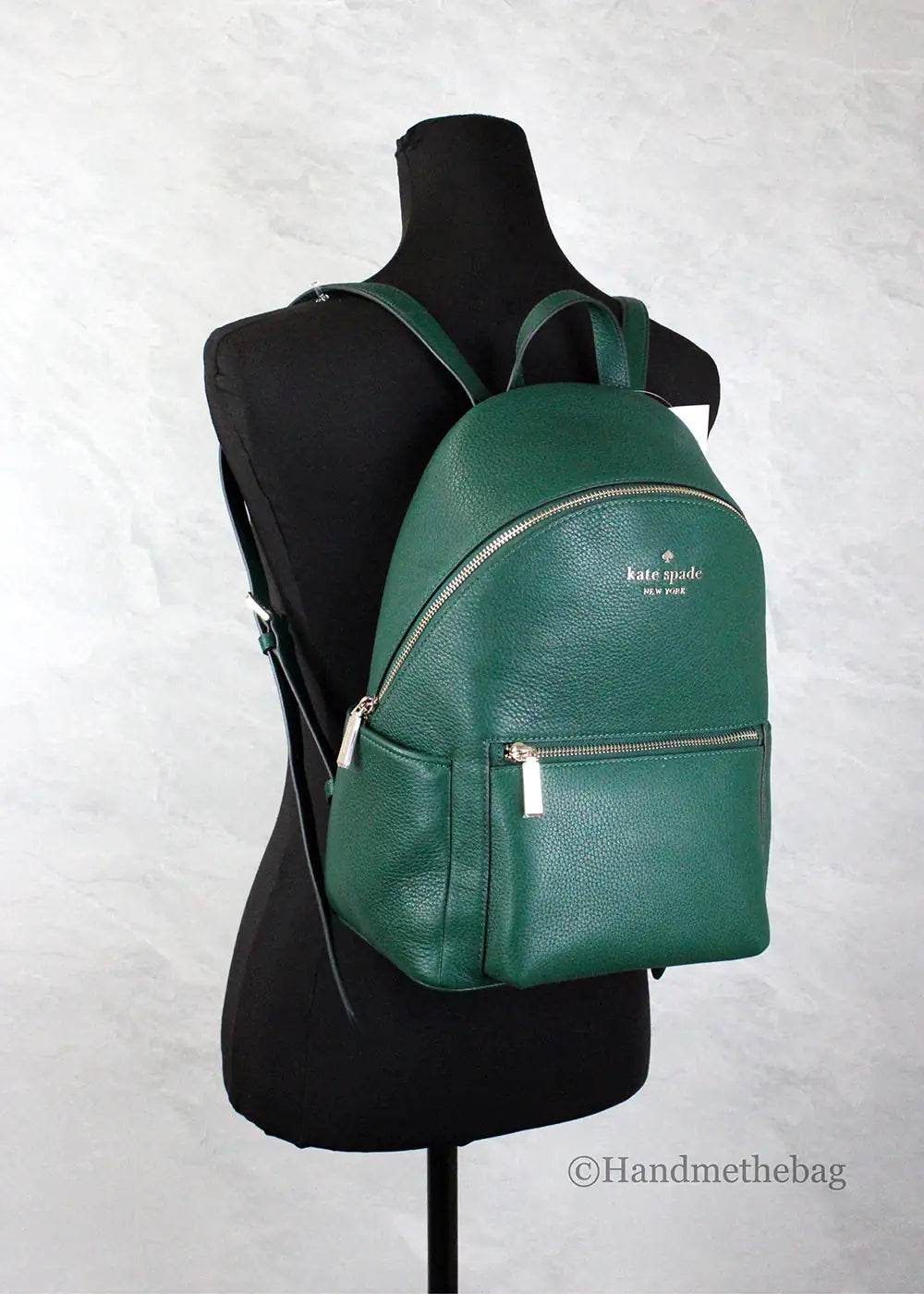 Kate Spade Leila Medium Deep Jade Leather Dome Backpack - WanderMart Co.