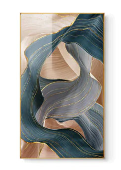 Nordic Modern Abstract Gold Ribbon Canvas Art - WanderMart Co.