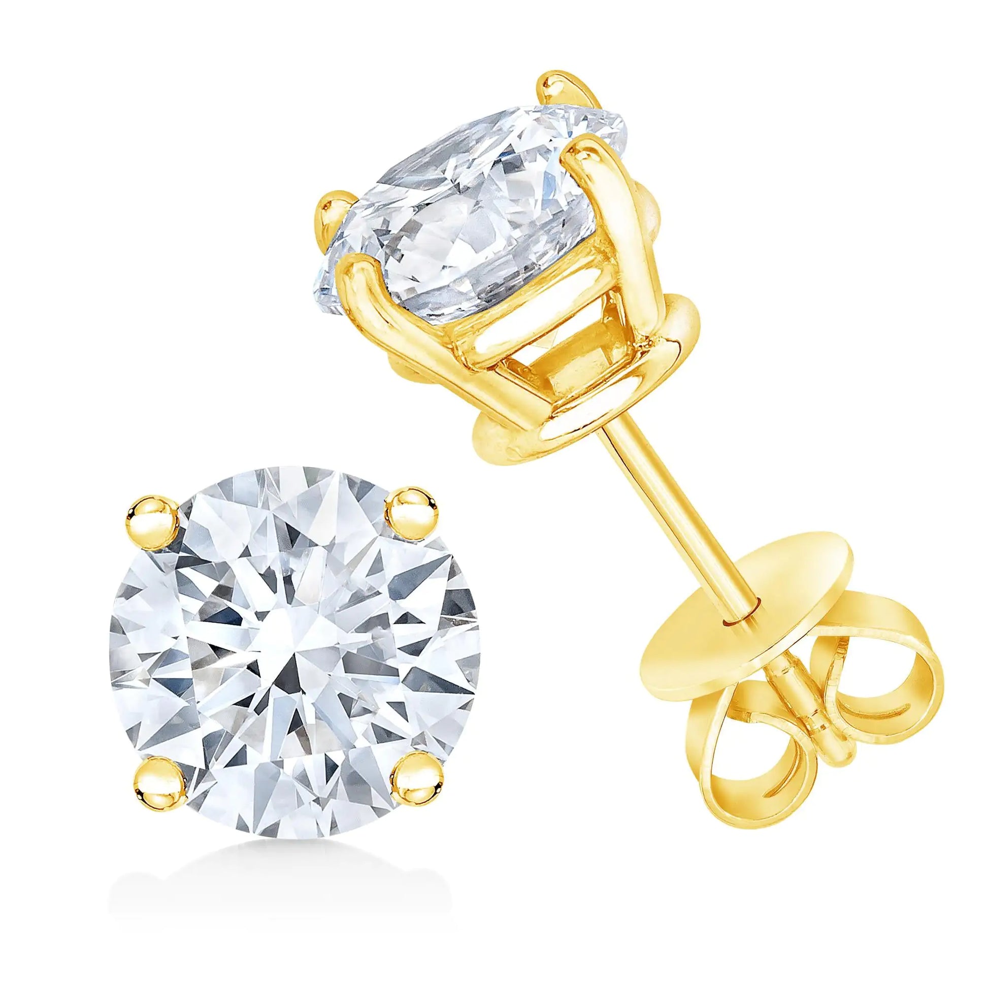 14K Gold 1/2 Cttw Round Brilliant Cut Lab Grown Diamond 4-Prong Classic Solitaire Stud Earrings - WanderMart Co.