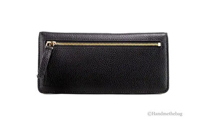 Marc Jacobs Slim Black Leather Open Face Snap Wallet - WanderMart Co.