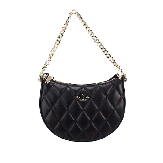 Kate Spade Carey Black Quilted Zip Top Crossbody Bag - WanderMart Co.