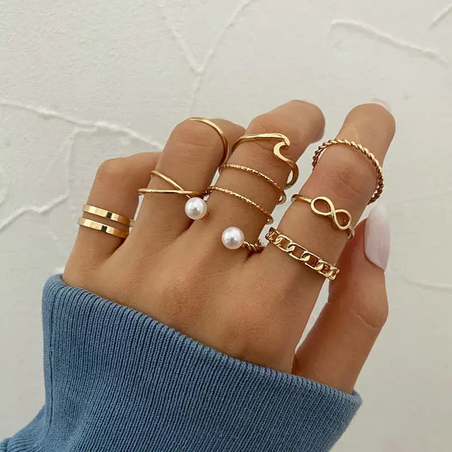 Fashion Boho Crystal Joint Ring Set - WanderMart Co.