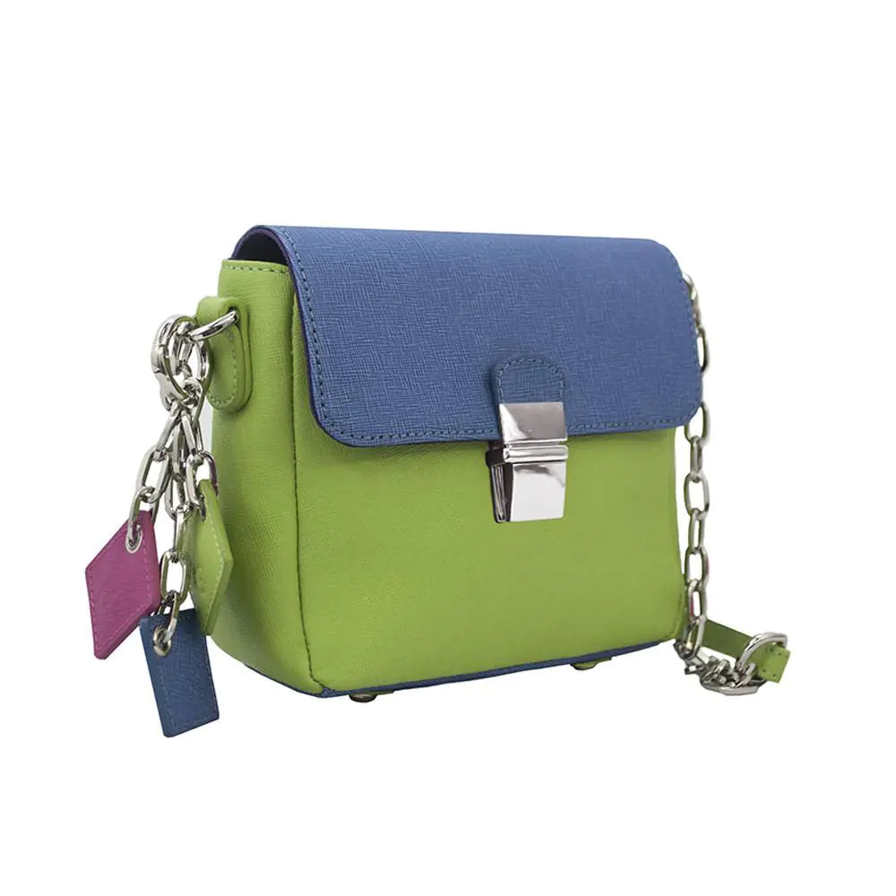 Tiny Leather Handbag -Blue/Lime (Option 1) - WanderMart Co.