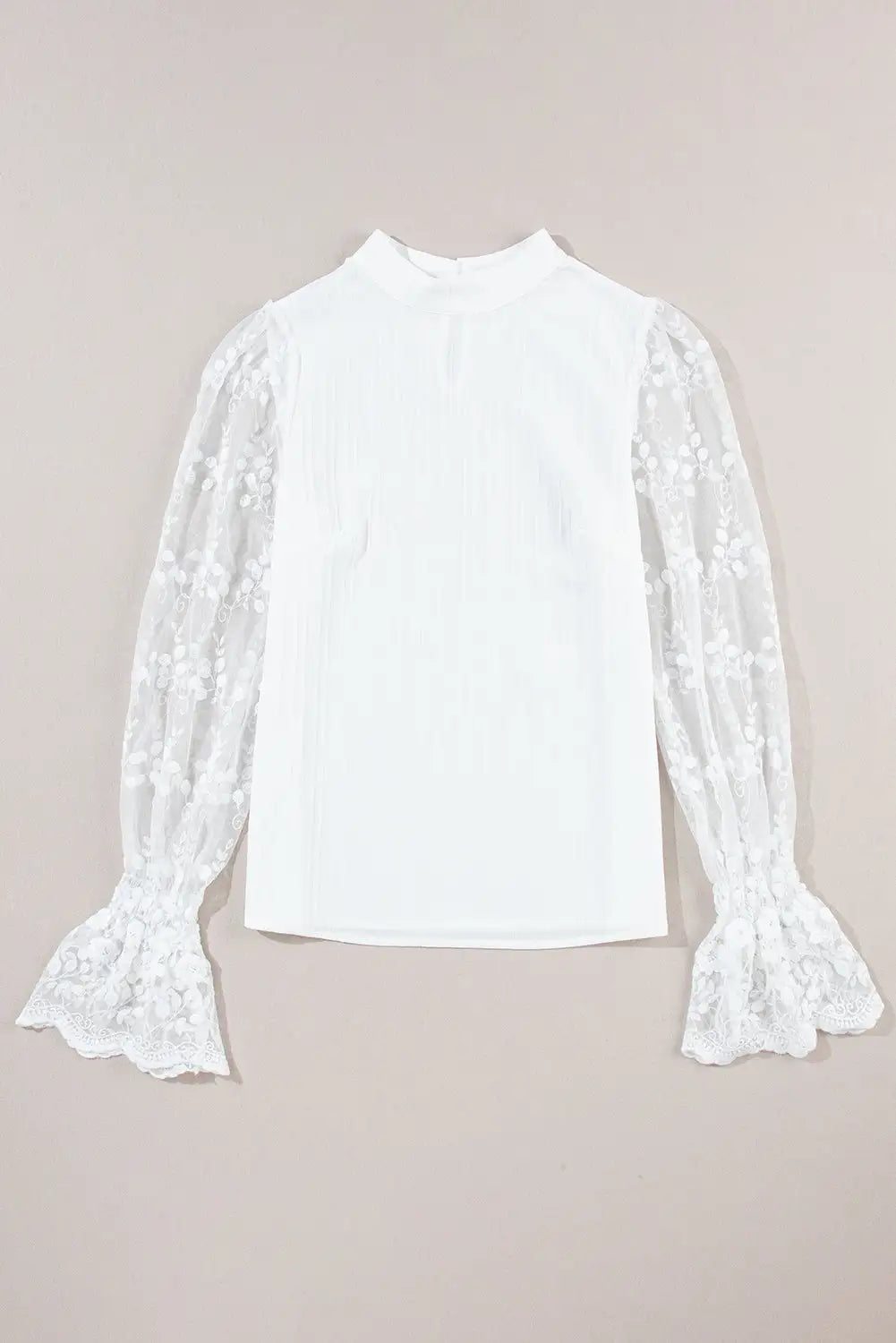 White Blouse with Contrast Lace - WanderMart Co.