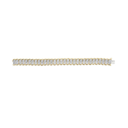 10k Yellow Gold 5.00 Cttw Diamond Oval Banded Link Bracelet (I-J Color, I1-I2 Clarity) - 7" Inches - WanderMart Co.