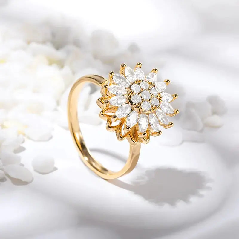 Crystal Sunflower Rings For Women - WanderMart Co.