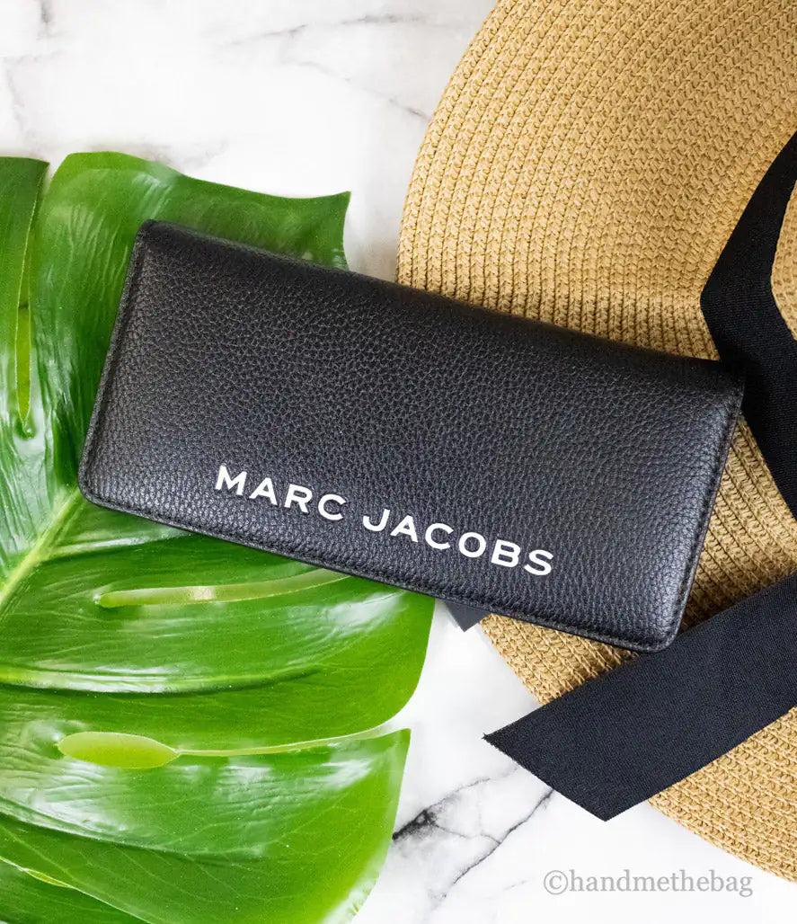 Marc Jacobs Slim Black Leather Open Face Snap Wallet - WanderMart Co.