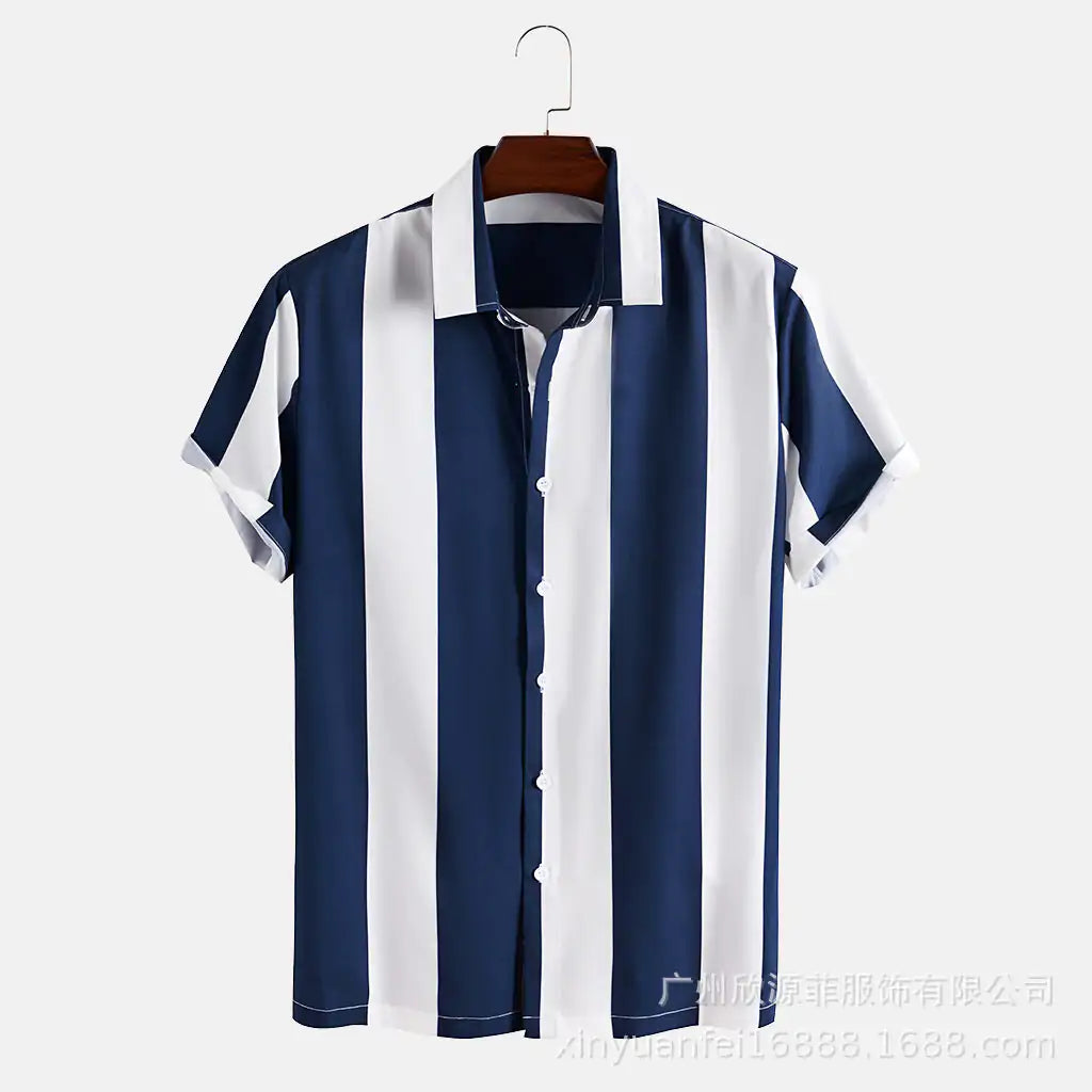 Wide Stripe Lane Print Shirts - WanderMart Co.