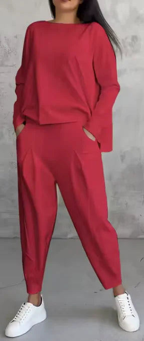 Women's Irregular Design Long-sleeved Sweater Harem Pants Suit - WanderMart Co.