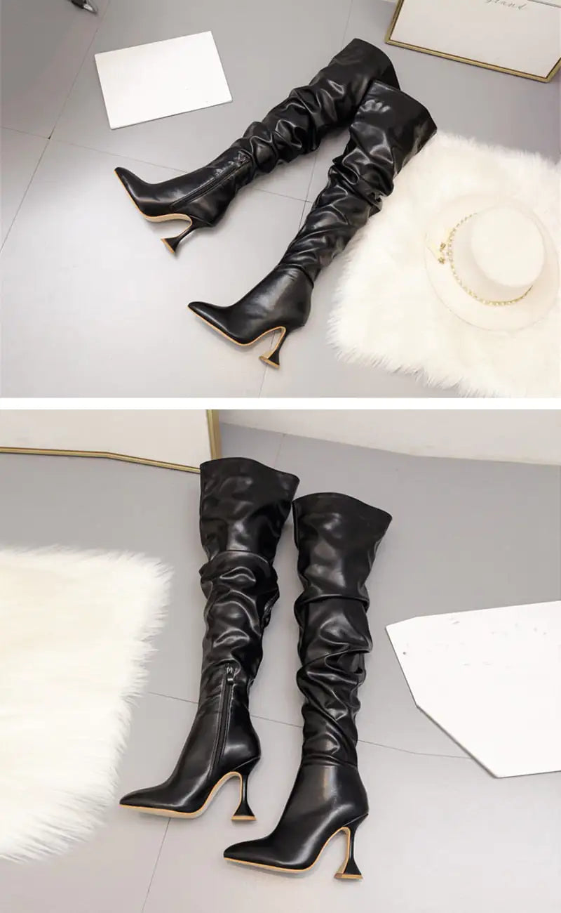 Over The Knee Boots Shoes - WanderMart Co.