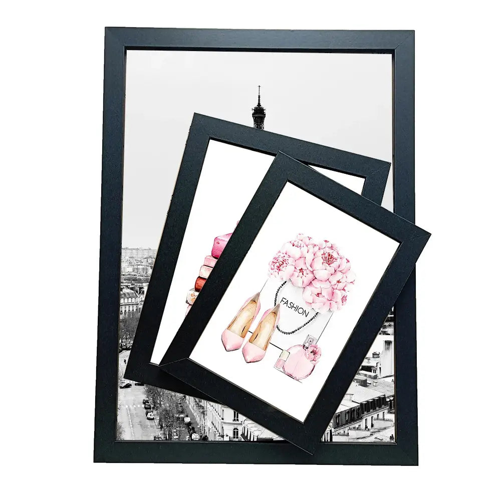 2 Pieces Black Wood Picture Frames - WanderMart Co.