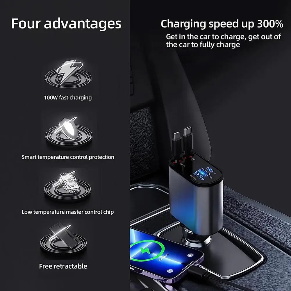 4 IN 1 Retractable Car Charger - WanderMart Co.