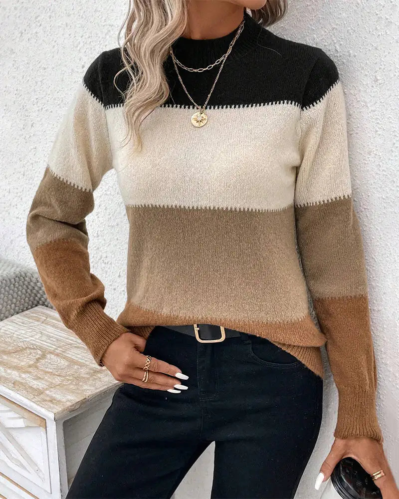 Women's Sweater With Half-high Collar - WanderMart Co.