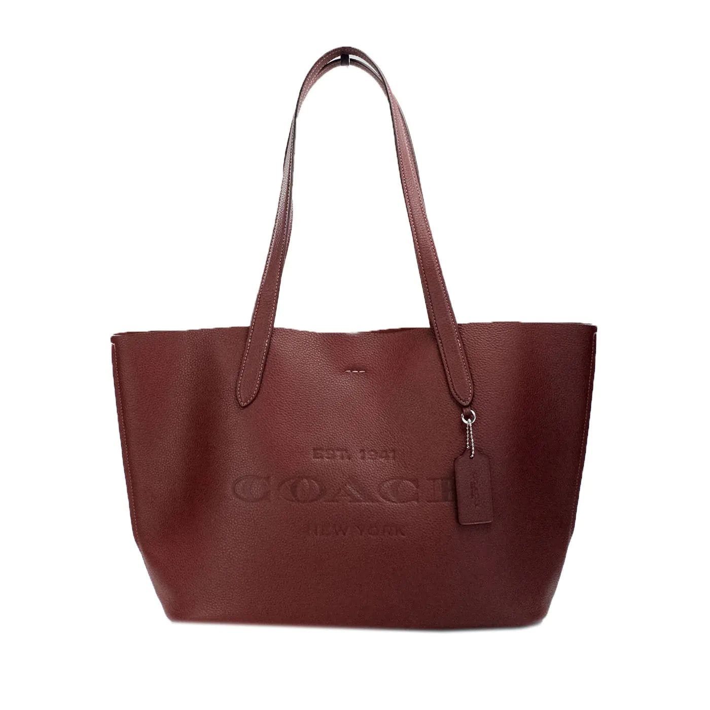 Coach Carmen Medium Wine Pebbled Leather Shoulder Tote - WanderMart Co.