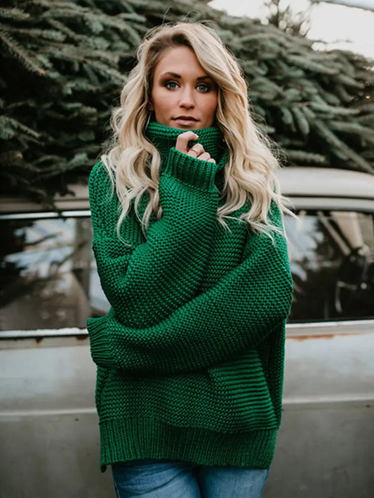 Warm Knitted Turtleneck Sweater Women - WanderMart Co.