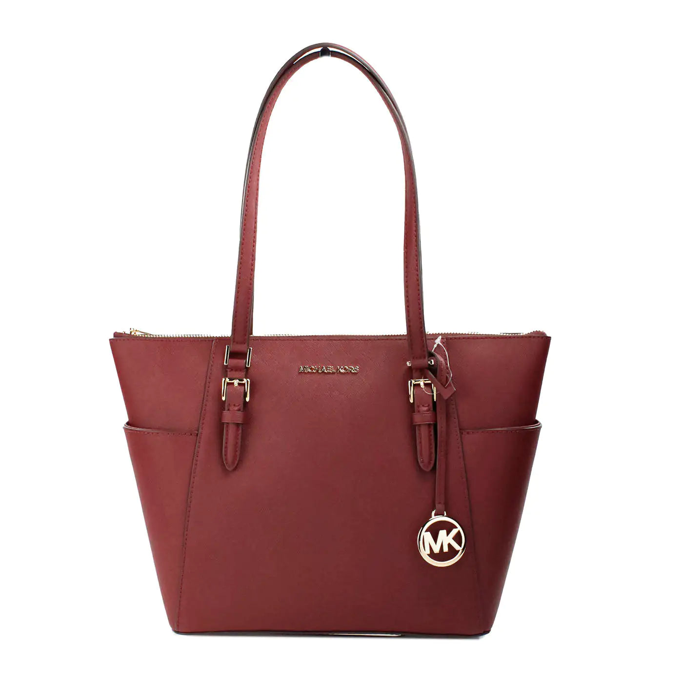 Michael Kors Charlotte Dark Cherry Large Top Zip Tote - WanderMart Co.