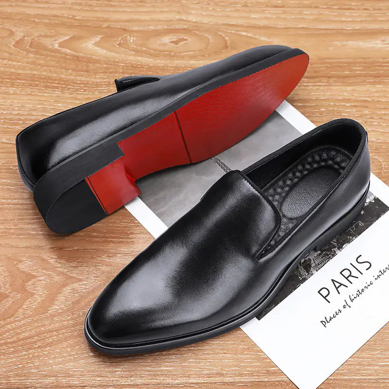 The Rossi - Red Bottom Classic Leather Loafers - WanderMart Co.