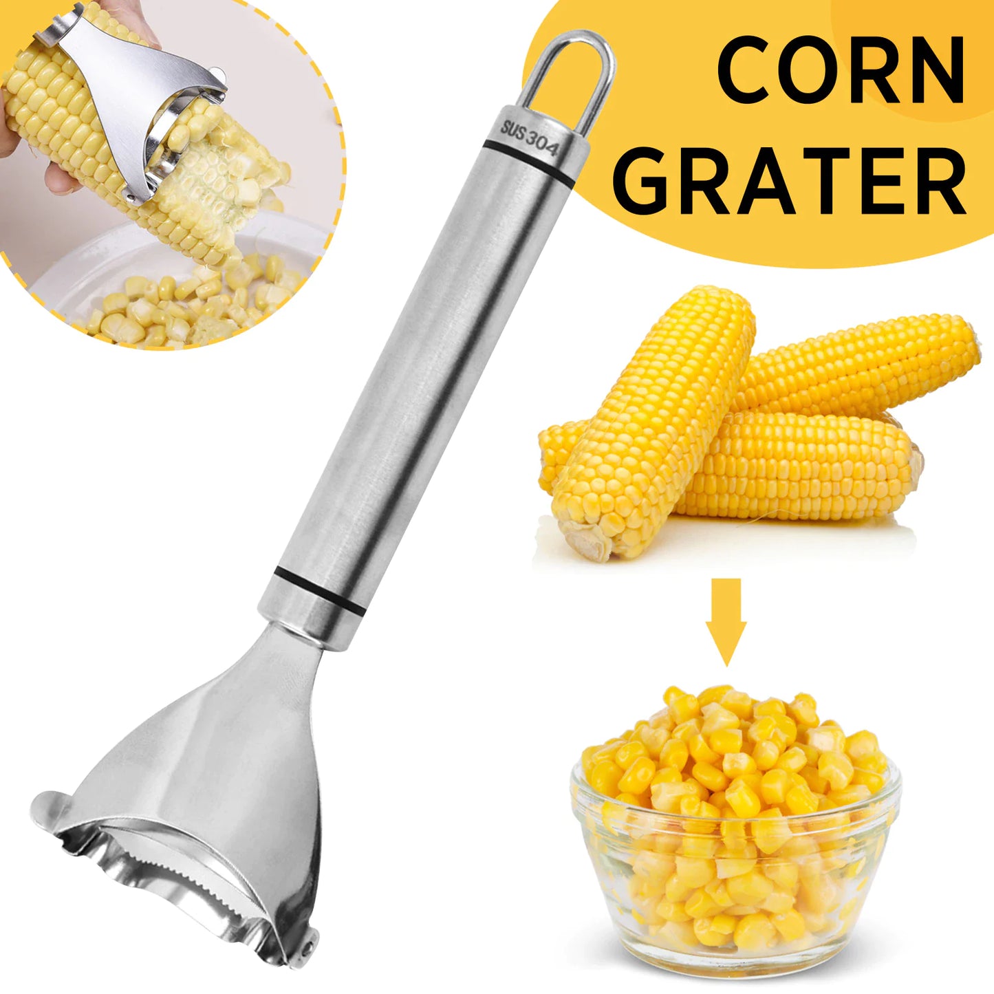 2x Corn Cob Peeler Stainless Steel Thresher Stripper Remover Kitchen Cutter Tool - WanderMart Co.